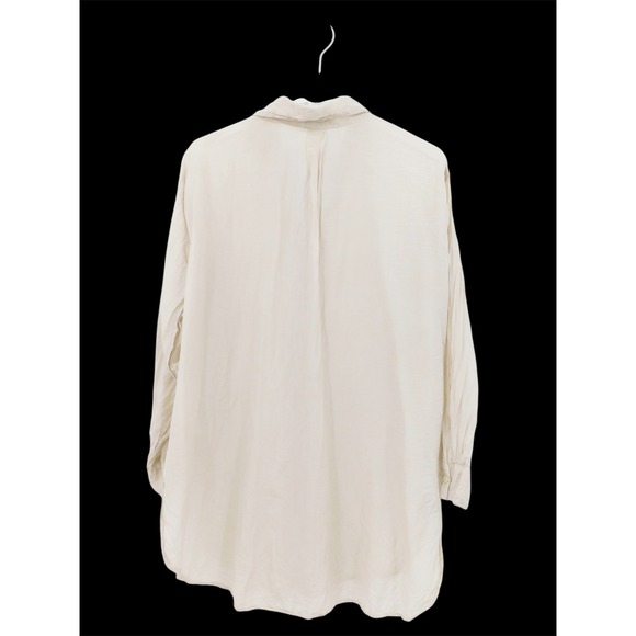 CP Shades Dani Beige Ruffled Button Down Long Sleeve Silk Blend Blouse Size S - Picture 2 of 5